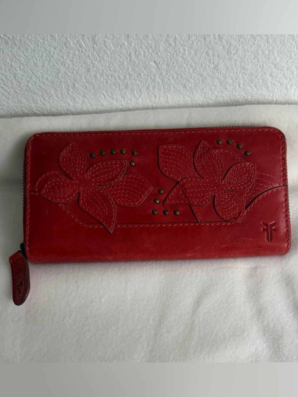 Frye Studded Floral Zip Wallet